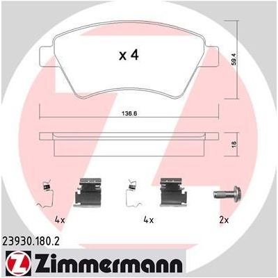 Sada brzdových platničiek kotúčovej brzdy ZIMMERMANN 23930.180.2