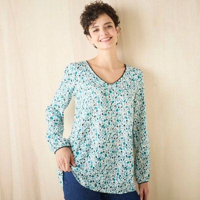 Blancheporte Rozšírená tunika s drobnou potlačou ražná zelená