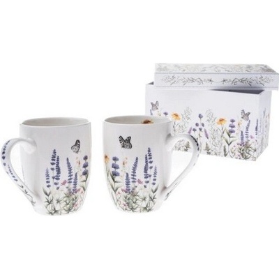 decoDoma Sada porcelánových hrnků LEVANDULE A MOTÝLI v dárkové krabičc 2 x 350 ml – Hledejceny.cz
