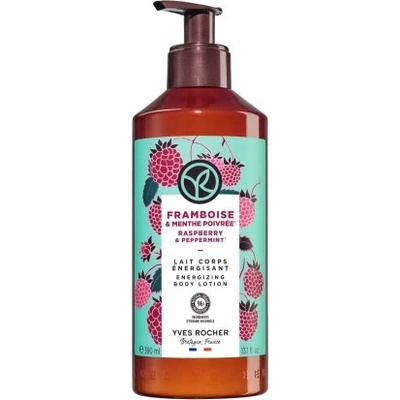 Yves Rocher BAIN NATURE Мляко за тяло Малина и мента Хидратиращо мляко за тяло с аромат на стоплени от слънцето малинки 390 мл