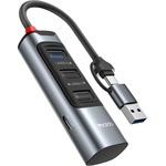 YESIDO Докинг станция 4 в 1 - Yesido HB19 - USB/Type-C → 3× USB + USB-C, fast charge, 5Gbps - Сив