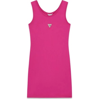 Guess Стилна цикламена рокля потник за момиче с метално лого Guess