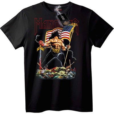 NOONEBRAND Тениска Manowar Американско знаме Воин - XL, White