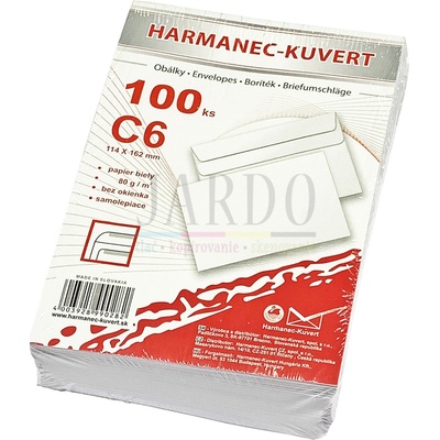 Harmanec-Kuvert Poštové obálky C6 samolepiace, 100 ks