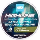 Nash Pletená Šnúra Highline Extra Supple Braid Green 600 m 0,24 mm 13,60 kg