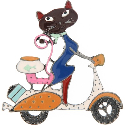 Biju brož kočička na skútru hnědá 9001670-2