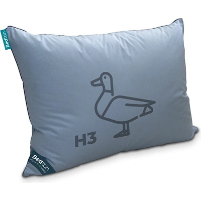 Bedton C-Dur medium polštář z kachního peří sypkovina blankytně modrá lemovka tmavě modrá 60% prachové peří 40% pírka 50x70