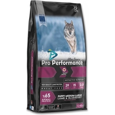 Pro Performance Dog Puppy Medium - Large Lamb Blueberry - храна за подрастващи кучета от средните и едрите породи с агне и боровинки, 12 кг, Турция - 125065