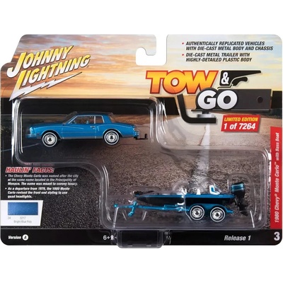 Johnny Lightning Chevy Monte Carlo s Bass Boat 1980 v 1:64