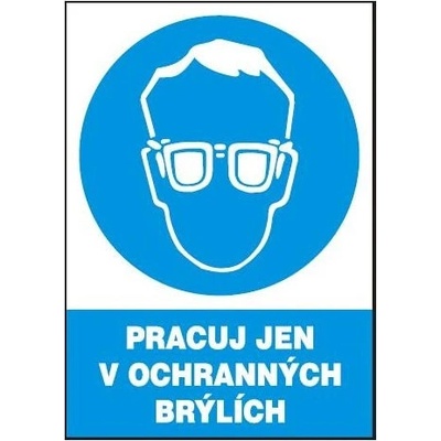Pracuj jen v ochranných brýlích 210x297 mm - plast