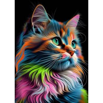 Norimpex - Puzzle Diamant painting: Colorful cat 30x40cm - 1 - 39 piese