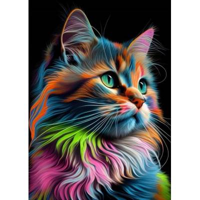 Norimpex - Puzzle Diamant painting: Colorful cat 30x40cm - 1 - 39 piese
