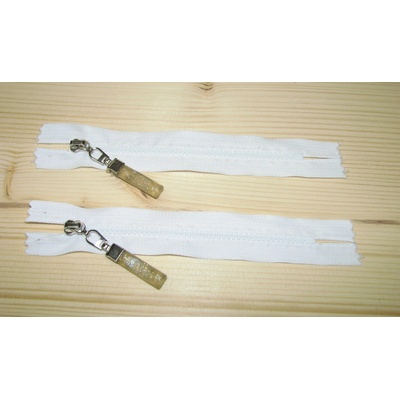 Kostenný zips biela 3mm nedeliteľný 14cm