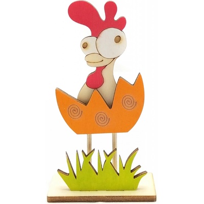 Pehucraft Dřevěná velikonoční slepička na nožičkách oranžová