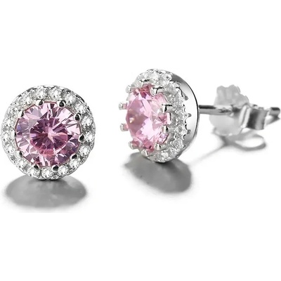 Majya stříbrné náušnice LESLIE růžový zirkon 10178