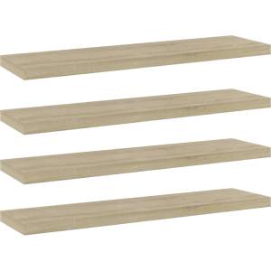 vidaXL Рафтове, 4 бр, дъб сонома, 40x10x1, 5 см, инженерно дърво (805128)