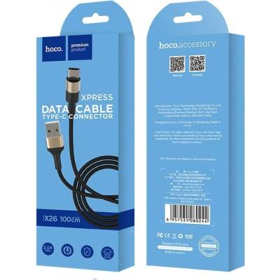 Hoco X26 USB A na Type-C 2A 1m černý zlatý