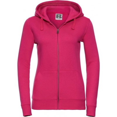 Pink women's Hoodie with Authentic Russell zipper červená