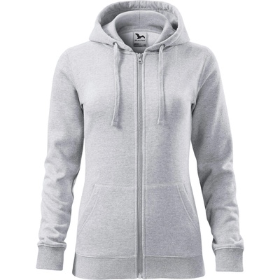 MALFINI Malfini trendy zipper 411 / Дамско яке тип кенгуру с цип по цялата дължина и качулка - светлосив меланж s (4110313)