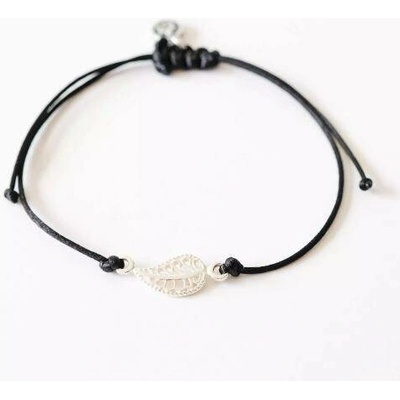 Boho Design náramek List a černý satén 0151379