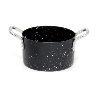 Horecano Мини тенджерка за сервиране с незалепващо мраморно покритие 9 x 5, 25cm- 350ml ЧЕРНО (SG-70225(C)) (0184204)