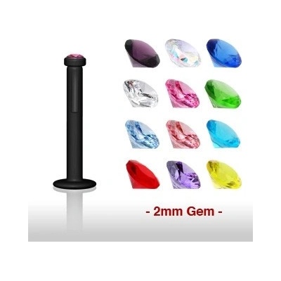 Šperky eshop labret do brady z bioplastu se zirkonem E2.18 žlutá Y