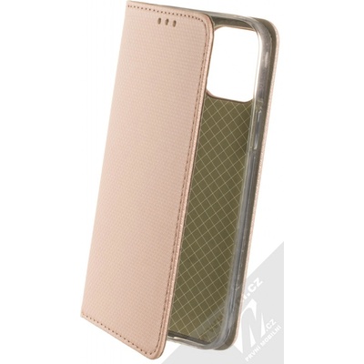 Pouzdro 1Mcz Magnet Book Apple iPhone 12, iPhone 12 Pro růžově zlaté