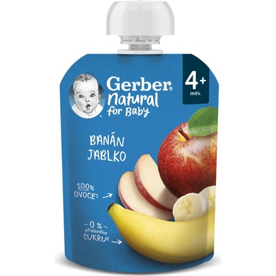 Gerber Natural vrecúško Banán a jablko ovocná desiata 90 g