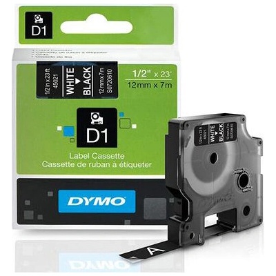 páska DYMO 45021 D1 White On Black Tape (12mm) (S0720610)