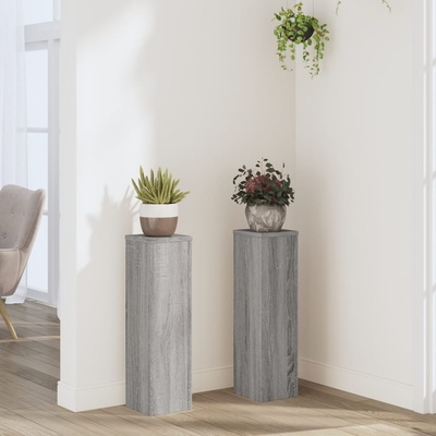 vidaXL Стойки за растения 2 бр сив сонома 17x17x60 см инженерно дърво (852938)