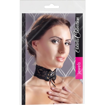 Cottelli - Широка дантелена яка с връзки (черна)