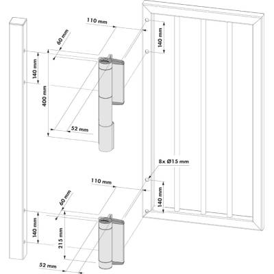 Záves s hydraulickým samozatváračom, 180°, do 200 kg, RAL9005