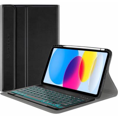 Techsuit CozyTab Case and Bluetooth Keyboard - кожен калъф и безжична блутут клавиатура за iPad 10 (2022) (черен)