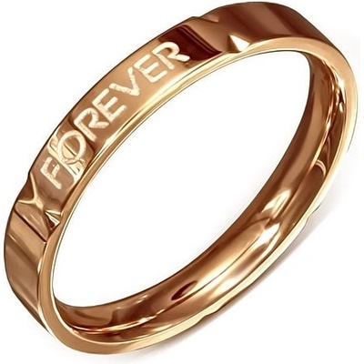 Šperky eshop Prstýnek růžovozlaté ocelový "Forever Love" BB3.18