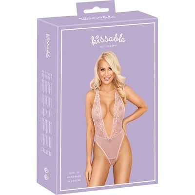 Kissable - low-cut lace bodysuit pink