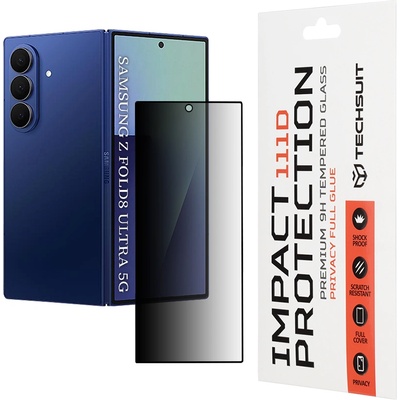 Techsuit Стъклен протектор за поверителност за Samsung Galaxy Z Fold8 Ultra - 111D Privacy Full Glue - Techsuit - Черен