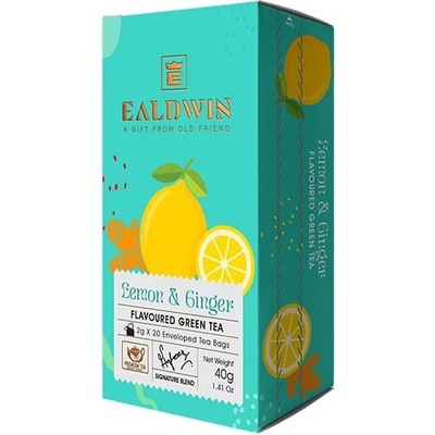 EALDWIN Lemon & Ginger, zelený čaj ochutený 20 x 2 g
