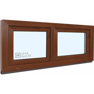 KÖMMERLING Plastové okno - 70 AD, 1500x600 mm, S/S, ořech čiré, ořech/ořech