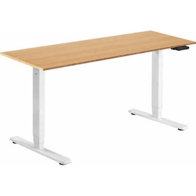 AlzaErgo Table ET2 Essential biely + doska 160 × 80 cm bambusová