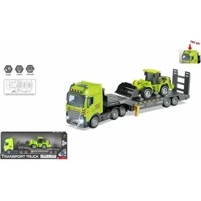 Manyuk Toys Nákladné auto na prepravu pracovných strojov s čelným nakladačom 40 cm
