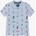 GUESS Светло синя тениска с яка покрита с цветни мечета и надписи Guess