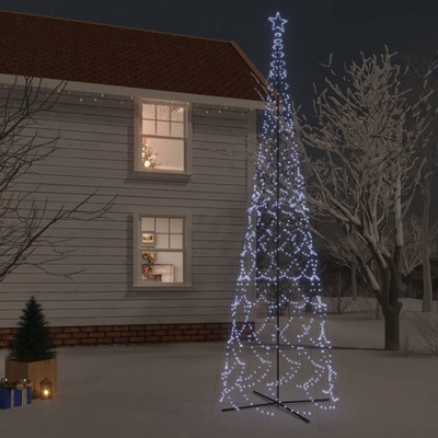 vidaXL Коледна елха конус, студено бяло, 3000 LED, 230x800 см (343514)