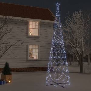 vidaXL Коледна елха конус, студено бяло, 3000 LED, 230x800 см (343514)