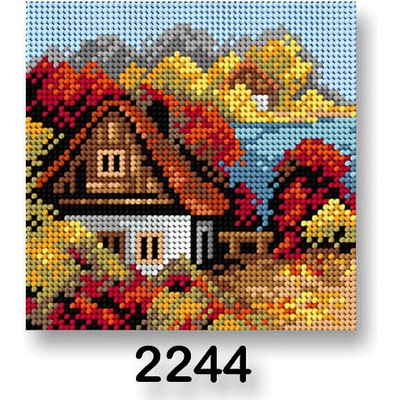 Stoklasa Vyšívací předloha 70244 2244 dům podzim 1 červená 15x15cm – Sleviste.cz