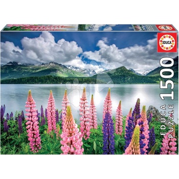 Educa Lupins On The Shores of Lake Sils Switzerland 1500 dielov a Fix lepidlo