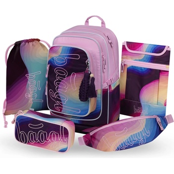 BAAGL КОМПЛЕКТ 5 Cubic Lyra: раница, пенал, торба, кръстна чанта, чехъл за тетрадка GRS BAAGL | Rozov | Момичешки | UNI