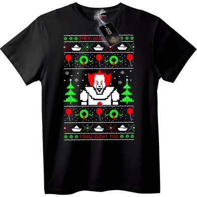 NOONEBRAND Тениска Pennywise грозен коледен суичър - XXS, Black