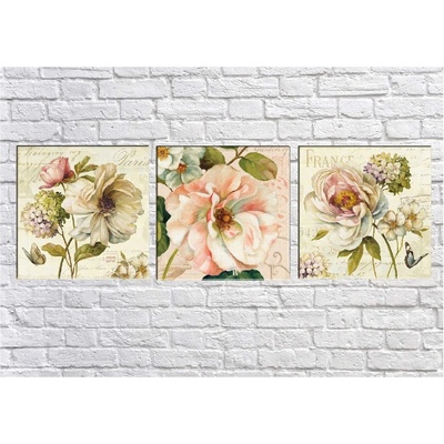 Vavien Artwork Комплект от 3 картини Vintage Flowers - Tablo Center (pmdr45)