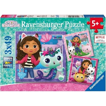 Ravensburger Пъзел Ravensburger от 3 x 49 части - Къщичката за кукли на Габи (5659)