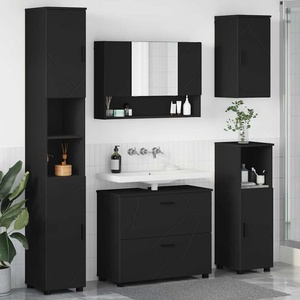 vidaXL Комплект мебели за баня 5 бр. Черно 35 x 30 x 192 см (3393064)